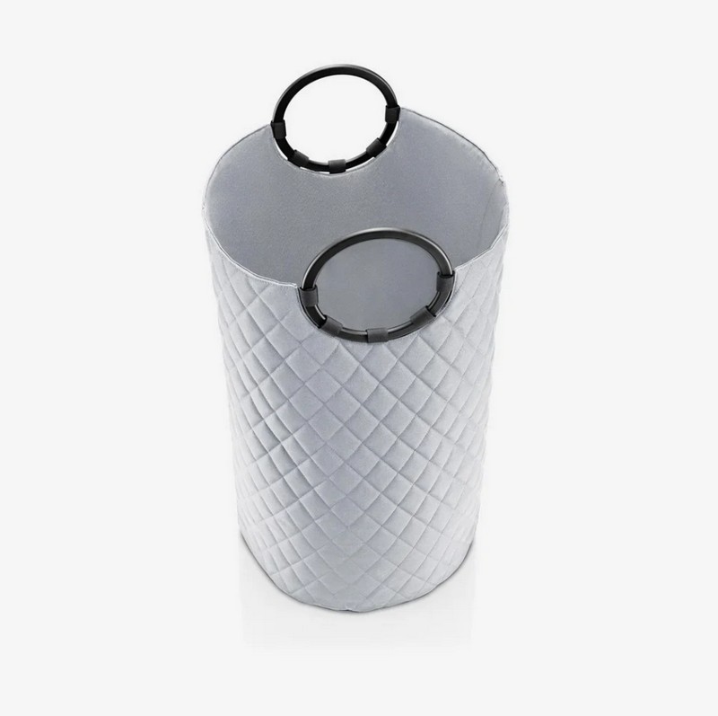 Cesto per biancheria trapuntato grigio chiaro con maniglie, da 65 litri